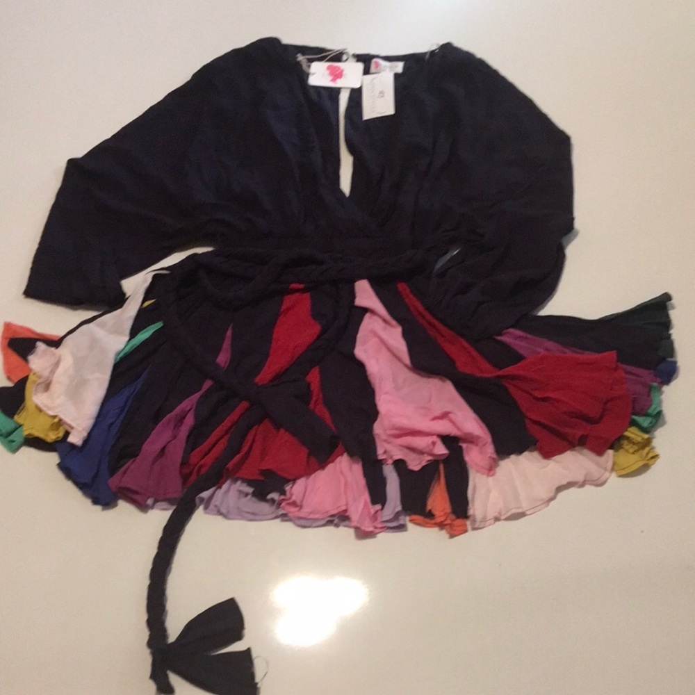 Short flirty dress open neckline and back